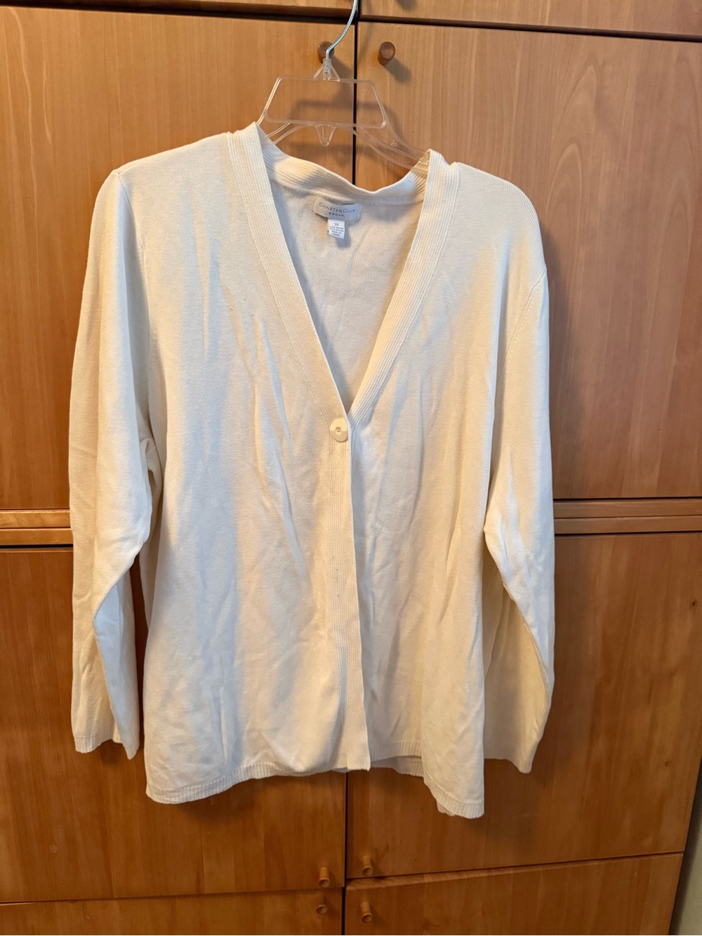 Charter Club Cream V-Neck Single Button Cardigan
